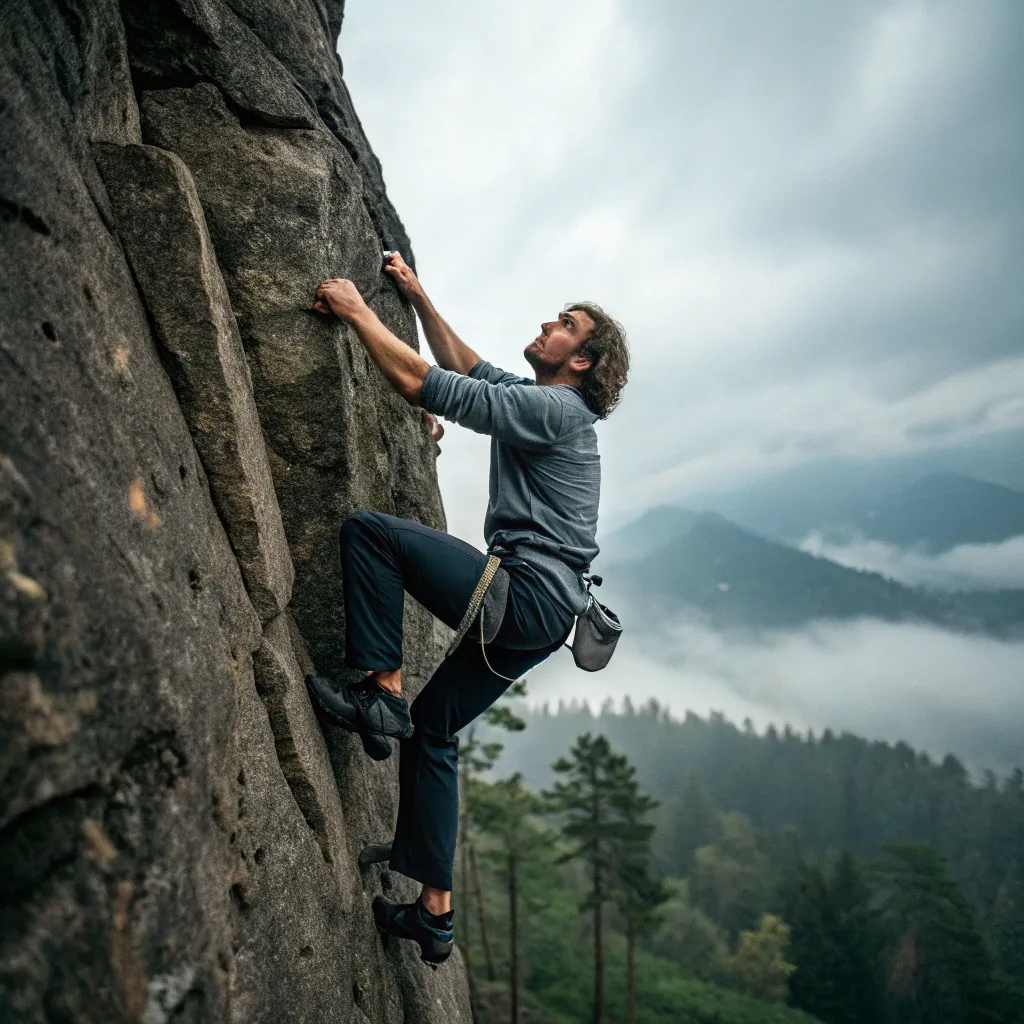 John climbing a rock face